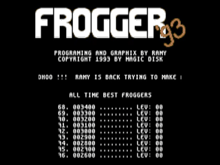 Frogger title screen for Commodore 64